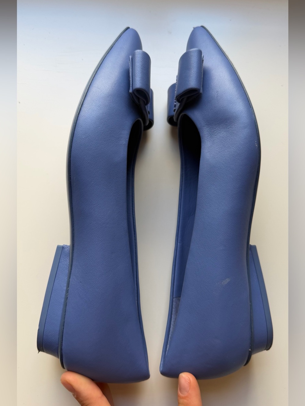 Ferragamo Viva Ballerina Cornflower Blue Leather Flats Size 6 - Picture 11 of 14